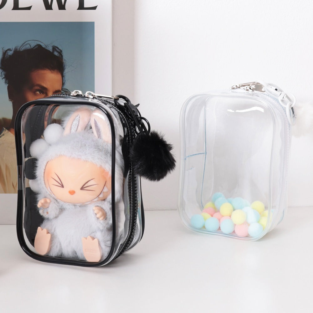 PVC Transparent Makeup Bag, Semi-transparent PVC Bag, Portable Storage Bag, Labubu Bag