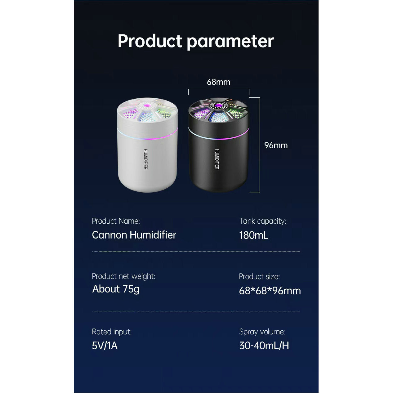 Car Mute Portable Large Spray Ambience Light Humidifier